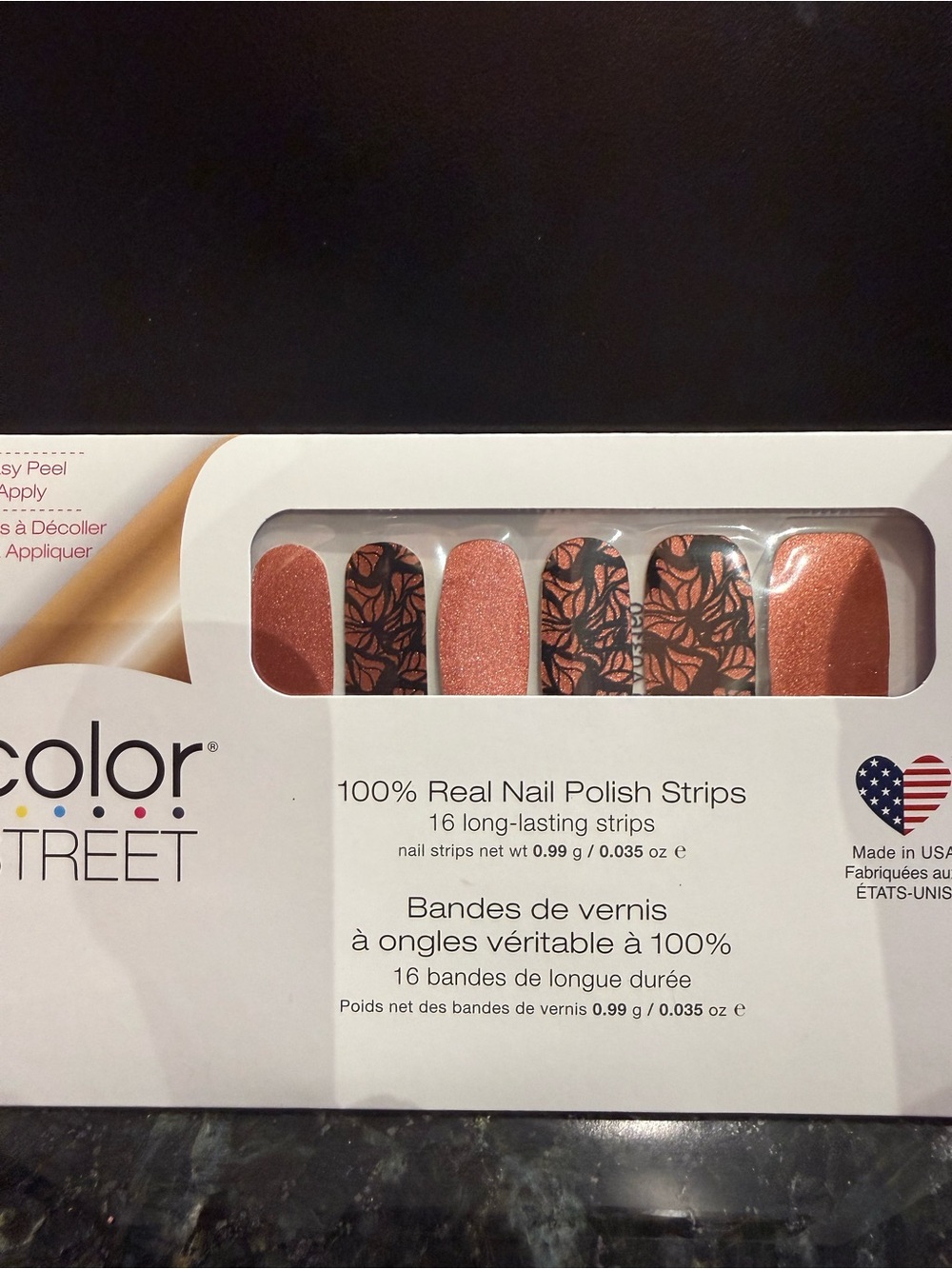 Color Street Rose Gold and Black Leaf Accent Nail Strips by Color Street